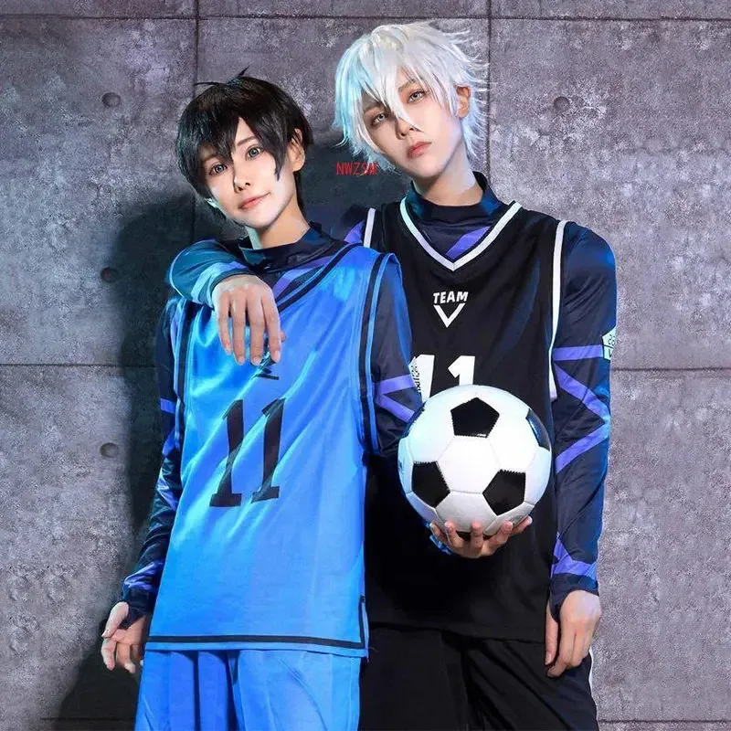 블루 잠금 코스프레 저지 Bachira Meguru Chigiri Hyoma 의상 축구 클럽 스포츠웨어 점프 슈트 조끼 반바지 할로윈 의상