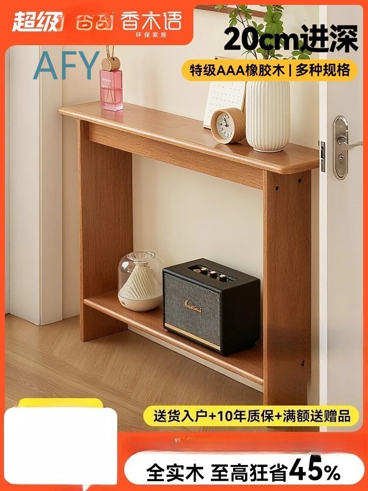 Fragrant Wood Language for Solid Wood Living Room Entrance Table Corridor Wall to Wall Storage Shelves Ultra Narrow Long