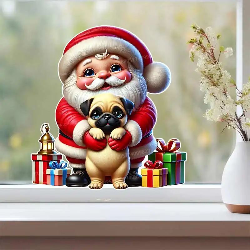 Cute Santa Wall Sticker Toilet Lid Stickers, Bedroom Entrance Living Room Porch Home Decora Waterproof Decals Stickers M1457