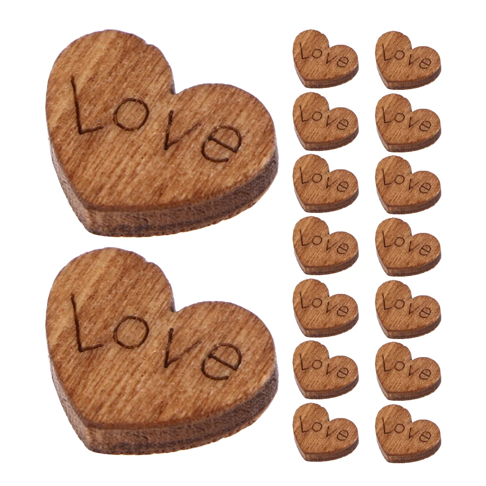 

100 Pcs Wooden Heart Confetti Sewing Buttons for Jeans Rustic Wedding Decorations Bulk Shapes Craft Table