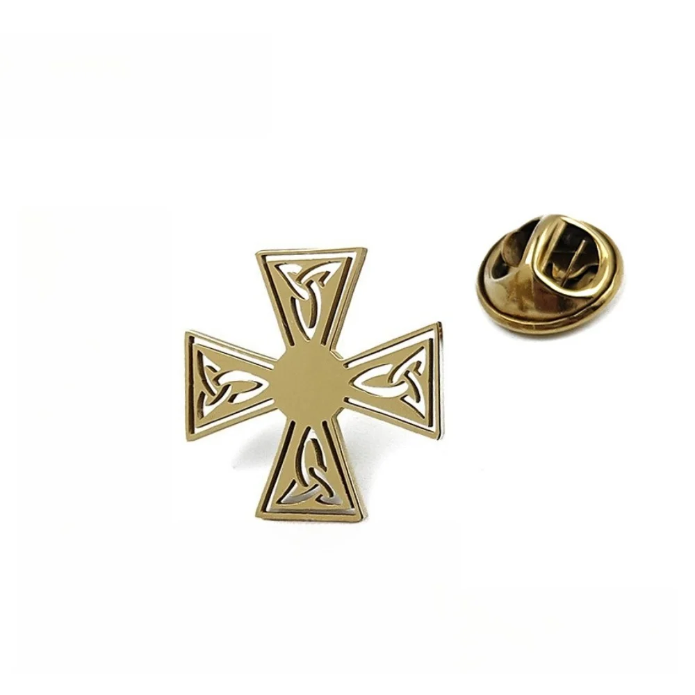 Gentleman Vintage Cross Brooch Celtic Cross Metal Lapel Pin Men's Shirt Suit Cufflinks Brooch Accessory