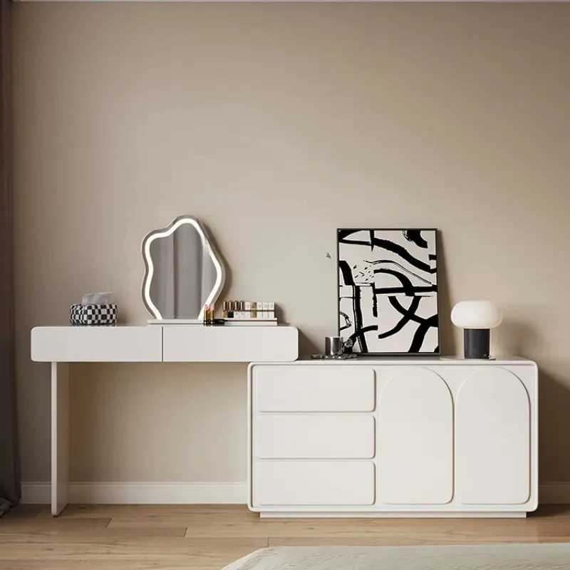 Угловой туалетный столик во французском кремовом стиле, шкаф для хранения, встроенная мебель для маленькой квартиры, спальни, туалетный столик из цельного дерева