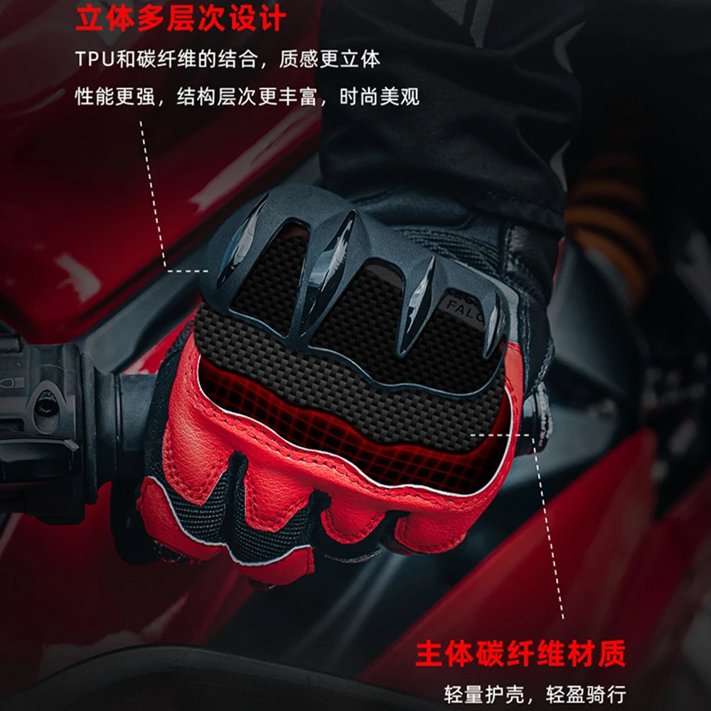 Orange Anti-fall Motorcycle Gloves Wear-resistant Motocross Gloves Anti-slip Motorcycle Accessories Breathable Biker Glove S-2XL