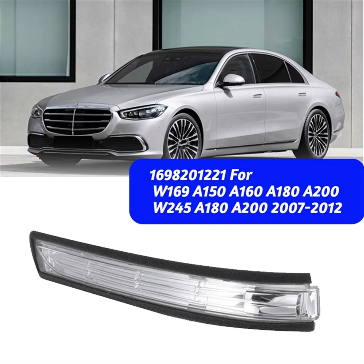 #62M Rear View Mirror Light,Left Side LED Rearview Mirror Light A1698201121 for Mercedes Benz (Transparent)