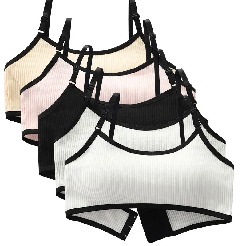 3pcs Teens Sport Underwears Girls No Steel Ring Sport Underwear Training Bras Soft Skin-Friendly Middle High School Student Bras