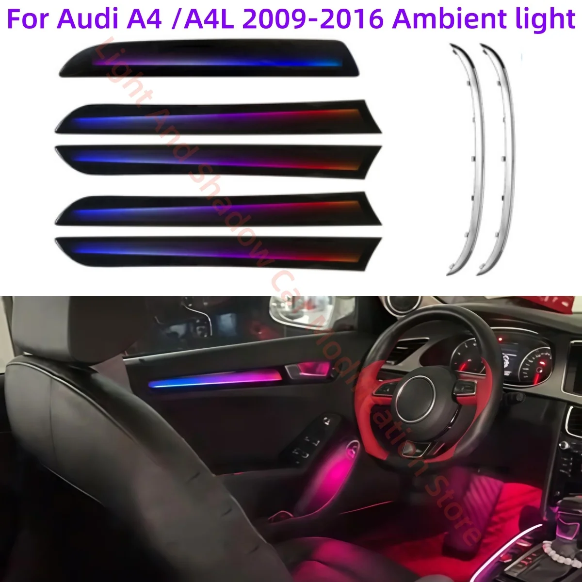 LED Ambient Light For Audi A4 A4L 2009-2016 Automotive interior lighting upgrade Car accessories Atmosphere lamp Screen control
