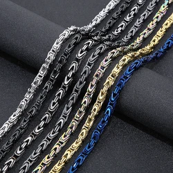 Vintage 6mm Lock Chain Men's Stainless Steel Polished Necklace Seven Color HipHop Byzantine Male Colorful Charm Biker Jewelry
