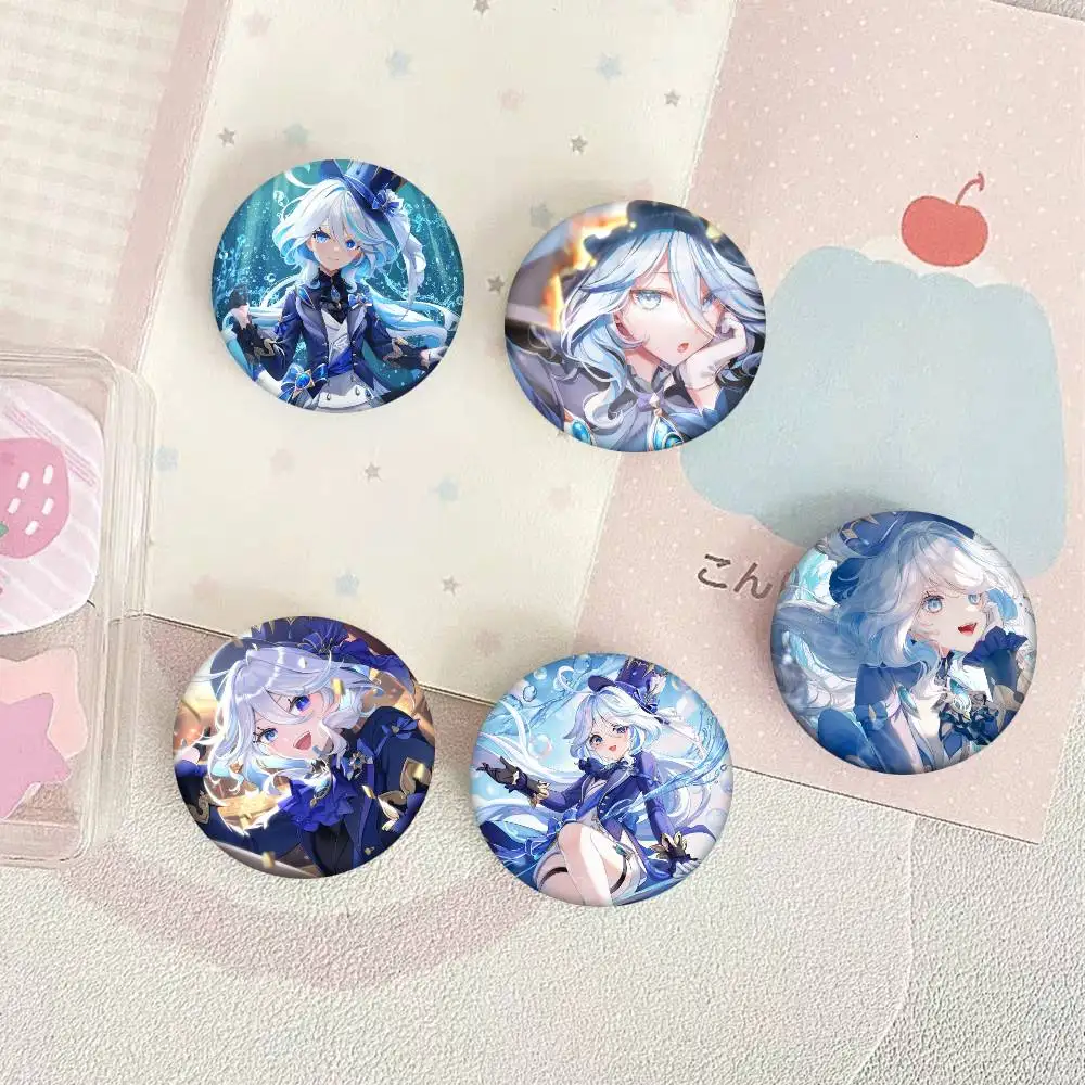 Game Anime Genshin Impact Furrina Round Badge Creative Brooch Clothing Backpack Accessories Lapel Pin