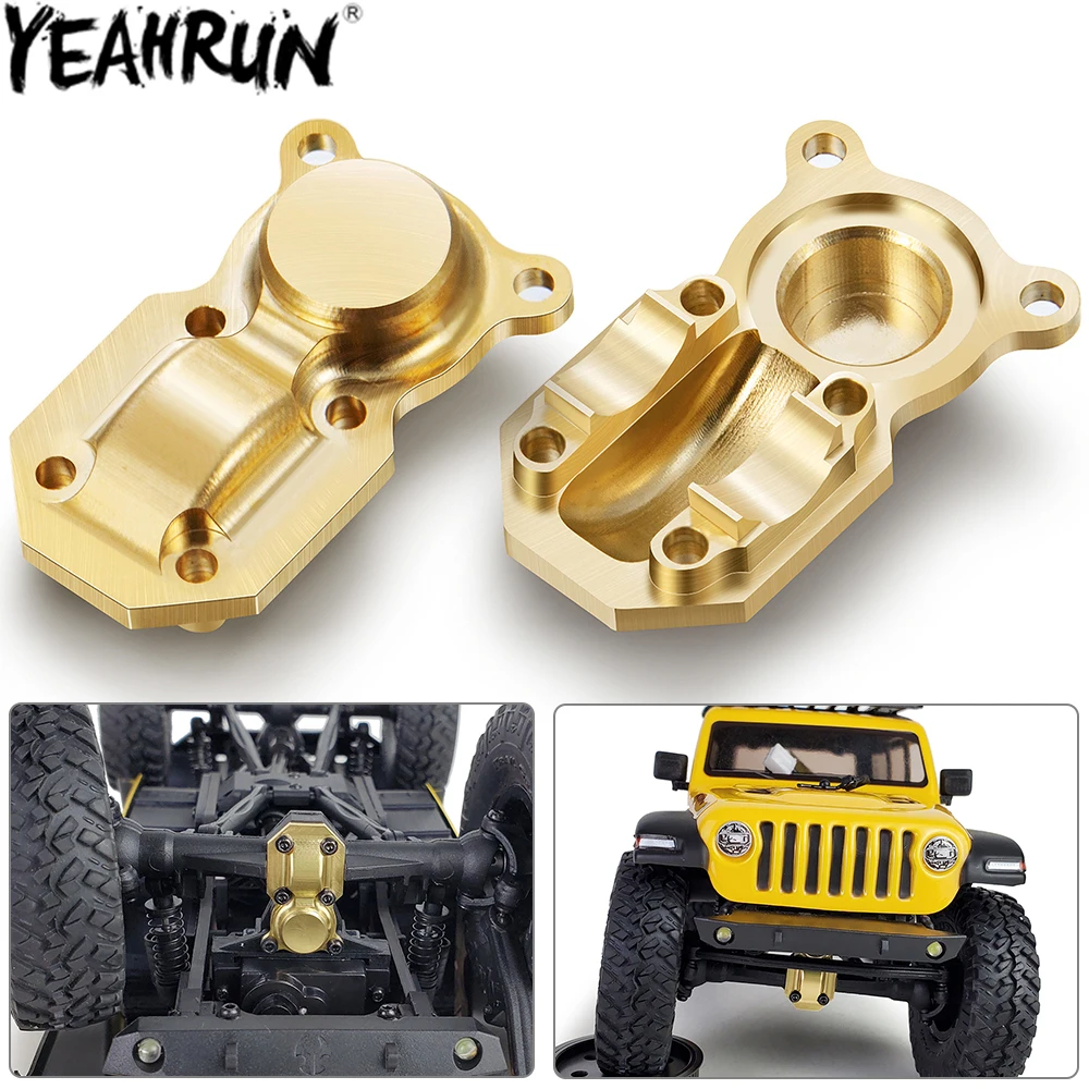 YEAHRUN Brass Diff Cover Front Rear Heavy Duty Differential Axle Cover for Axial SCX24 All Series 1/24 RC Crawler Car Parts