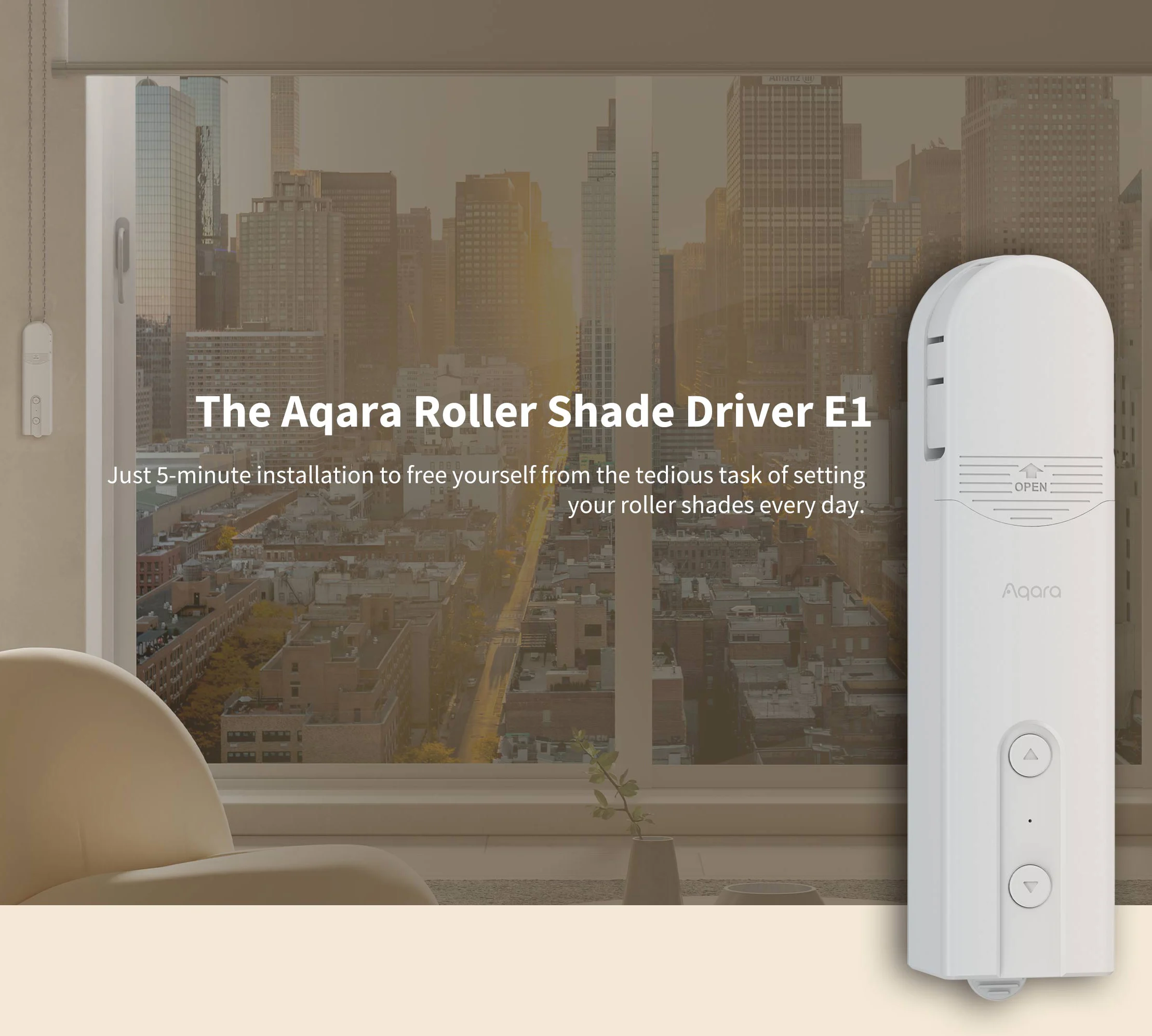 China Version Aqara Smart Roller Shade Driver E1 Zigbee 3.0 Easy Install Quick Charge Constant Power Supply Work Aqara APP