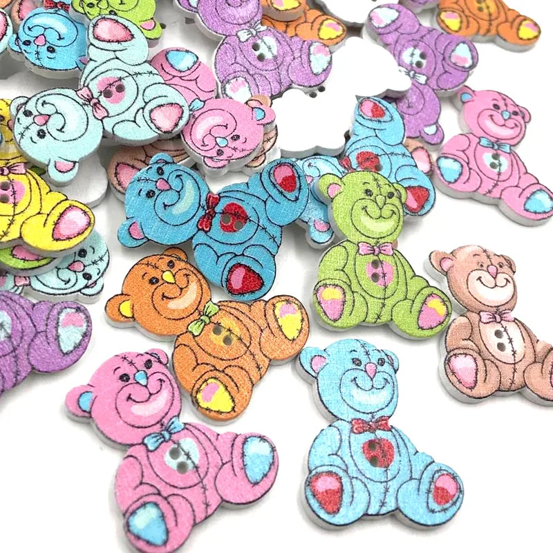 50 pcs Mixed Animal Wood Sewing Buttons For Kids Clothes Scrapbooking Decorative Botones Needlework DIY Accessories WB421