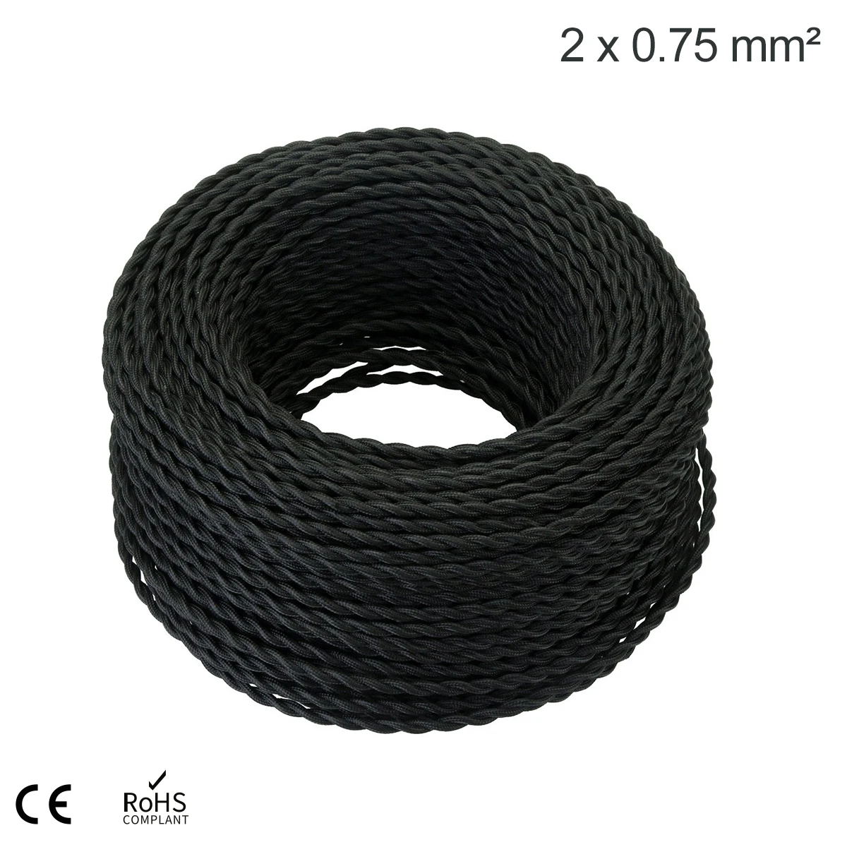 

2*0.75mm Vintage Twisted Electrical Wire Black Textile Cable Edison Vintage Lamp Cord Braided Retro Pendant Light Lamp Wire