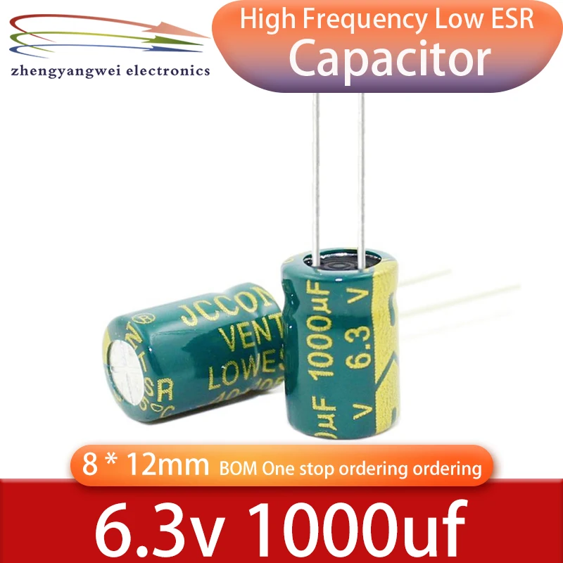 

50PCS 6.3v1000uf 8x12 1000UF 6.3V105C ° high-frequency low resistance electrolytic capacitors