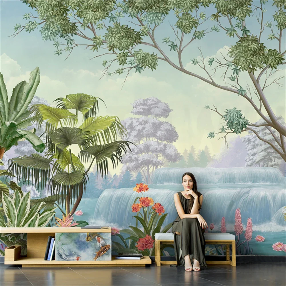 Custom papel de parede 3D Modern Nordic tropical rain forest wallpaper landscape bedroom TV background wall paper wall stickers