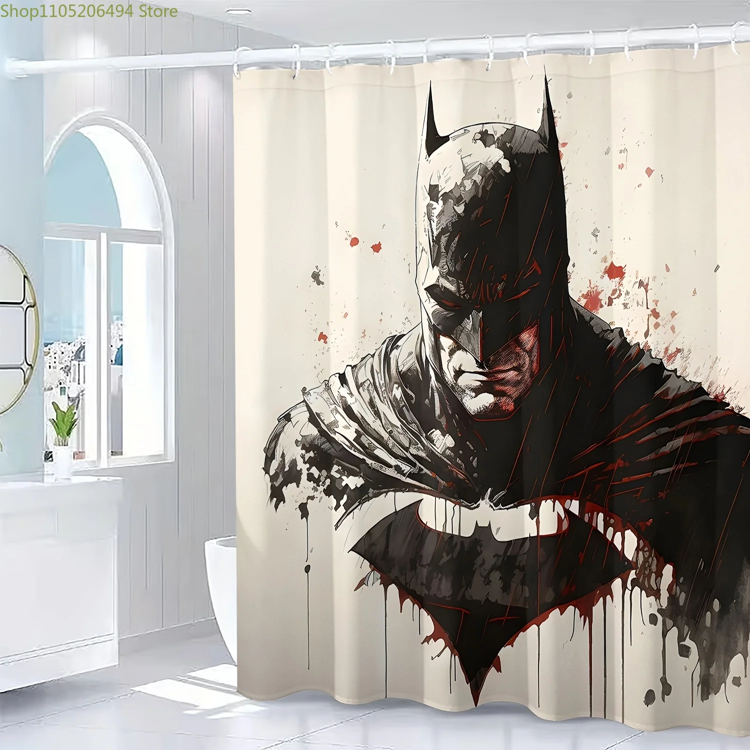 

1 шт. Душевая шторка WB с изображением Бэтмена — культовый принт Бэтмена, легкая шторка для ванной в тематике Бэтмена, обеспечивающая конфиденциальность, подходит для ванной комнаты, для дома