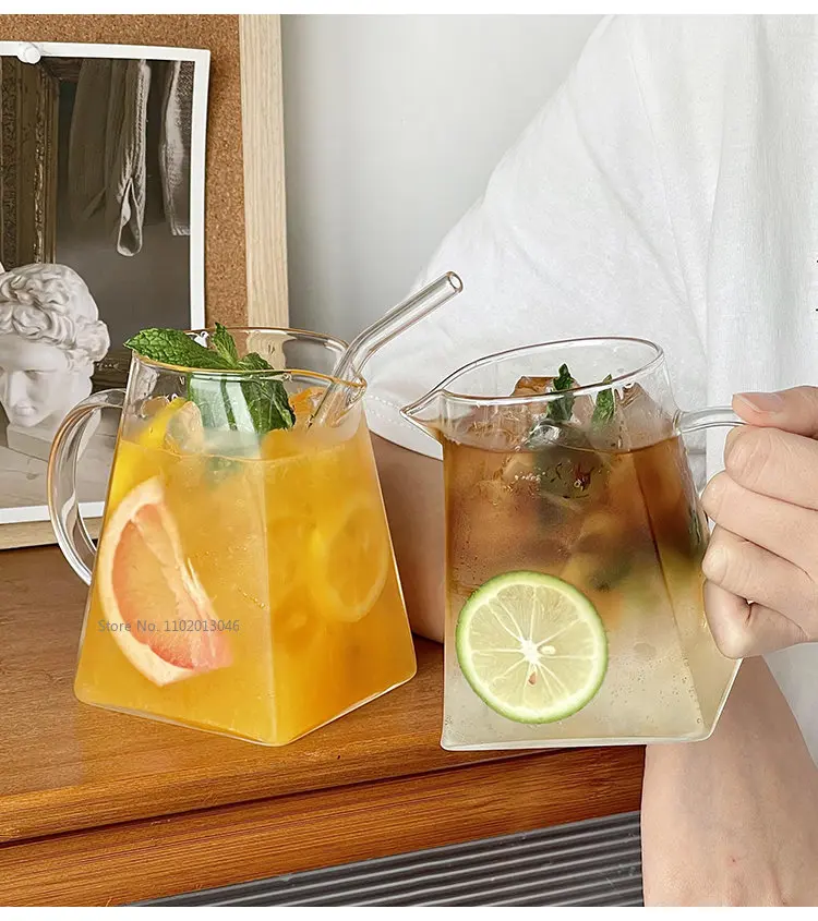 350/550ml Glass Pitcher Milk Pitcher Mini Glass Pitcher Transparent Coffee Pitcher Glass Tea Milk Pourer Glass Creamer Pot