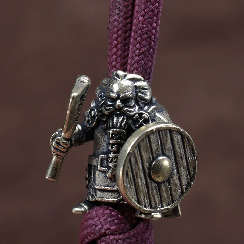 Dwarf Warrior Brass Knife Beads EDC DIY Paracord Woven Bracelets Lanyard Pendants Accessories Outdoor Tool Hangings Charms ﻿ ﻿
