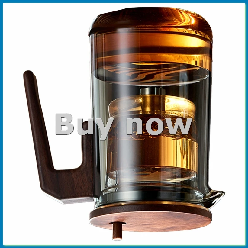 Glass Teapot with Wood Handle Heated One-Button Filtering Transparent Scented Tea Pot Teaware-A55K
