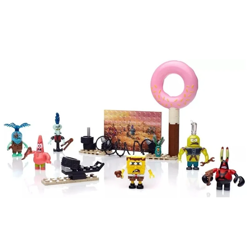 Mega Bloks Spongebob Squarepants Post-Apocalypse Figure Pack Cute Cartoon Anime Assembled Building Blocks Toy Gift Christmas