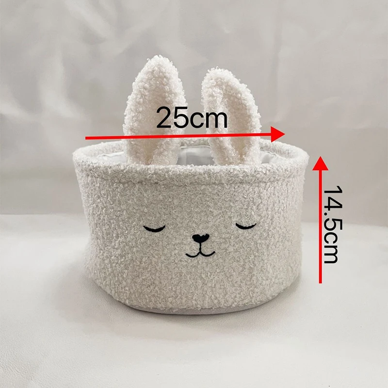 Korean Ins Storage Basket Cute White Rabbit Plush Toy Snack Storage Box Children\'s Room Desk Car Remote Control Storage Bucket