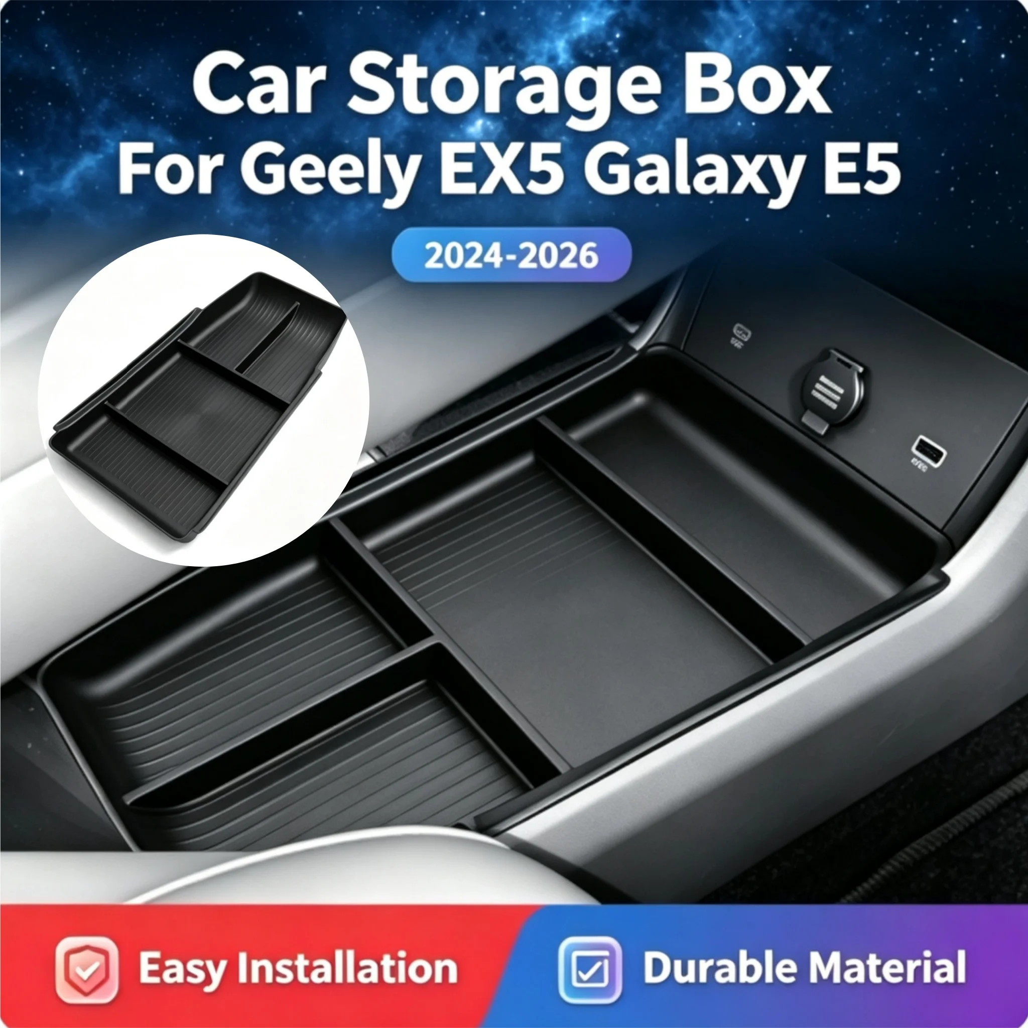 High Quality Car Central Control Armrest Under Storage Box for 2024-2026 Geely EX5 Galaxy E5 Interior Accessories