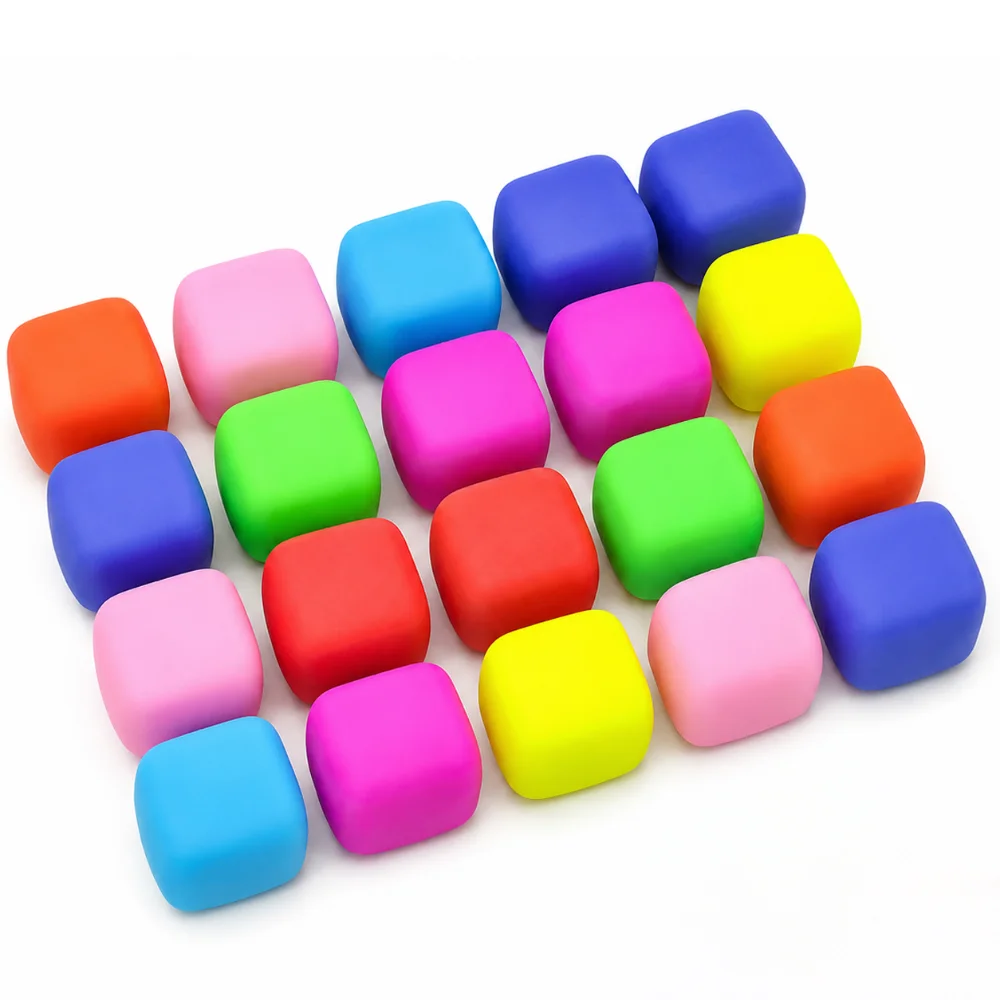 24PCS Dough Filling 3.5cm Stress Cube TPR Slow Rise Sensory Stress Toy Flour Filled Stretchable Stress Relief Toy for