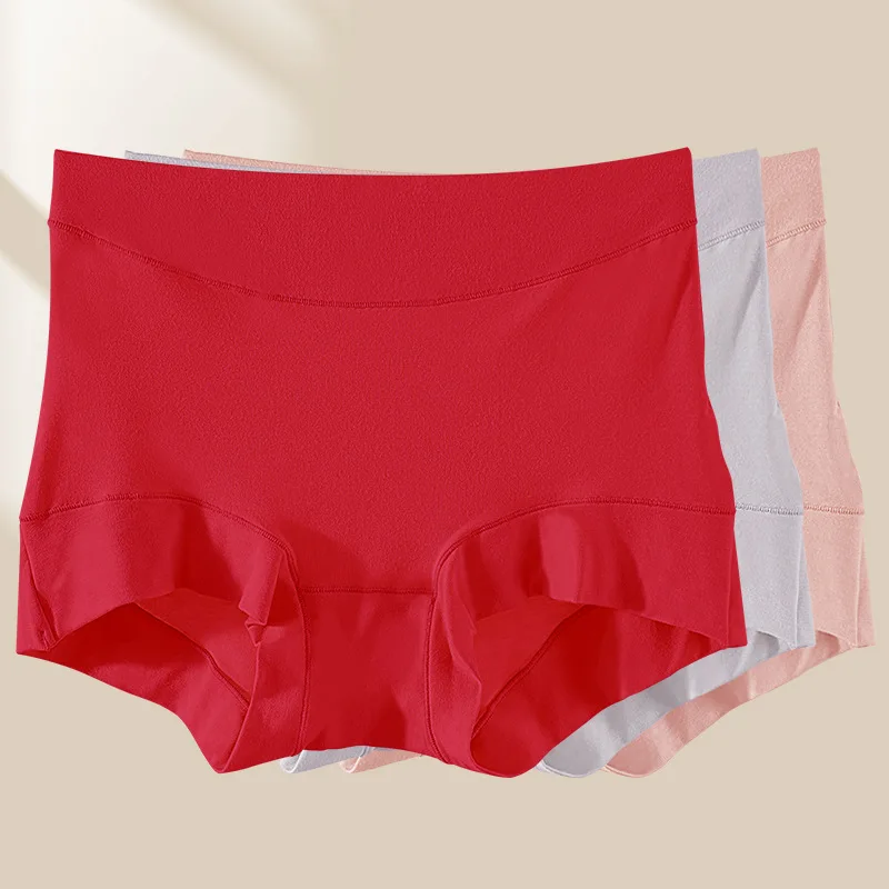 XL-6XL For 40-100kg Plus Size Red Modal High Waist Panties Underwear For Women Seamless Boxer Briefs Autumn And Winter