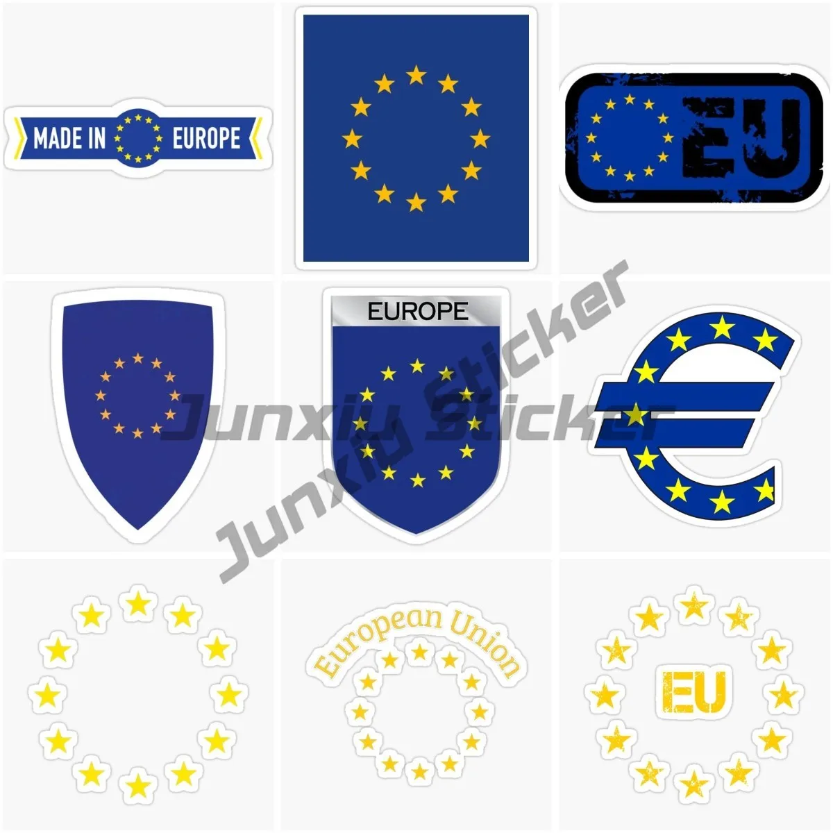 

European Union Car Stickers Decor Windshield Bumper Motorcycle Helmet Decals Decorative Accessories Creative Waterproof Decal