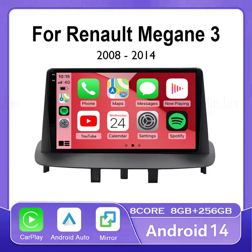 

Android 14 Carplay Auto для Renault Megane 3 2008-2014 GPS Автомобильный радиоприемник Навигация Мультимедийный видеоплеер DSP Стерео 4G + WIFI