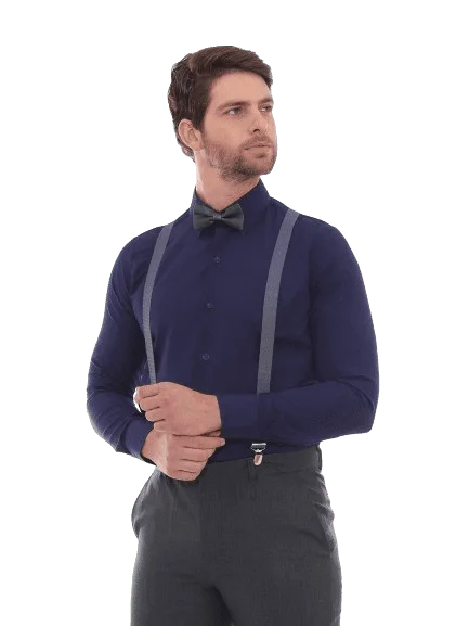 Navy Blue Slim Long Sleeve Social Shirt