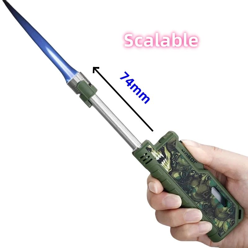 Zhongbang-Windproof Inflatable Lighter with Safety Lock, Outdoor Camping, Retractable Rod Igniter, Visual Window, Kitchen