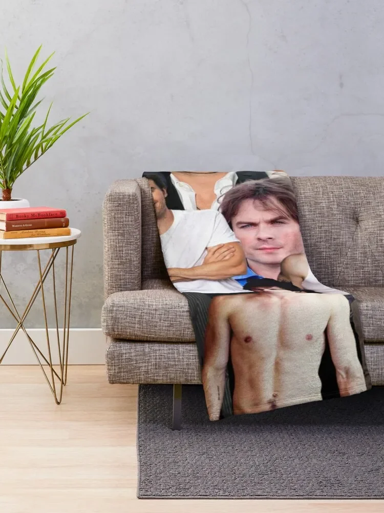 ian somerhalder photo collage Throw Blanket for winter Plaid on the sofa Loose Blankets