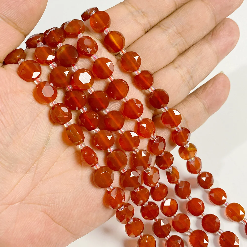 Wholesale Natural Red Carnelian Stone Bead Round Rondelle Coin Agat Loose Spacer Beads For Jewelry Making Bracelet Necklace DIY view 4