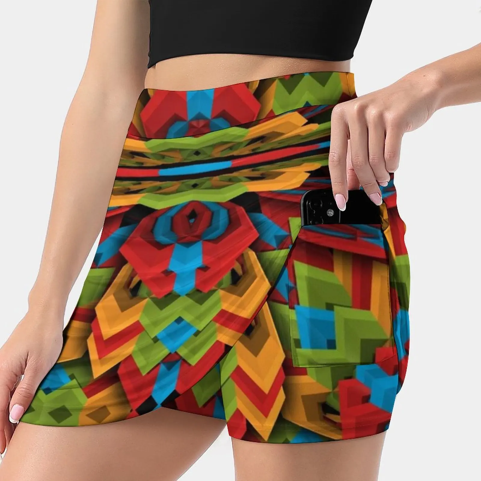 Curse Women's skirt Sport Skort Skirt With Pocket Fashion Korean Style Skirt 4Xl Skirts Geometric Abstract Colorful Vibrant