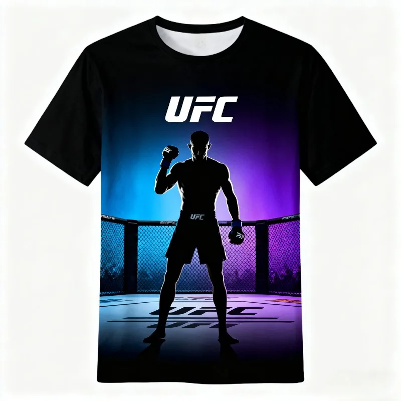 

MOTO-3D Printed UFC Printed T-shirt for Outdoor Sports and Fitness Clothing, Top for Boxing Training and Fitness T-shirt