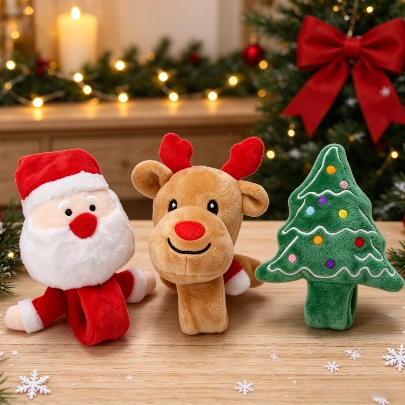 JUSTINLAU Christmas Ornaments Santa Claus Deer Christmas Tree Cartoon Bracelet Hand Button Children's Gift Toy New Year Xmas