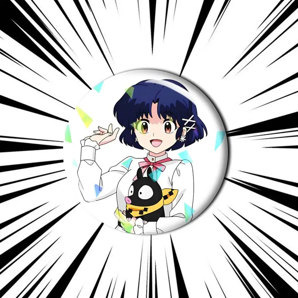 Tomboy Bride Akane Tendo Ranma-1-2 Customizable Round Brooch Pins,Personalized Badges With Broken Glass Design Fashion Accessory