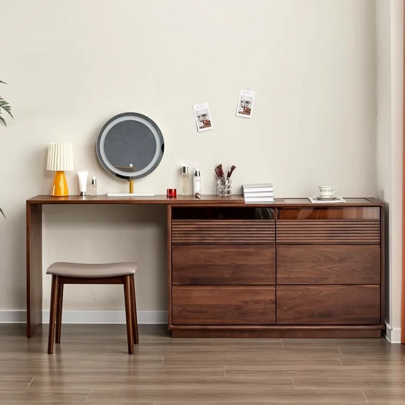 

Customizable Nordic black walnut chest dresser integrated