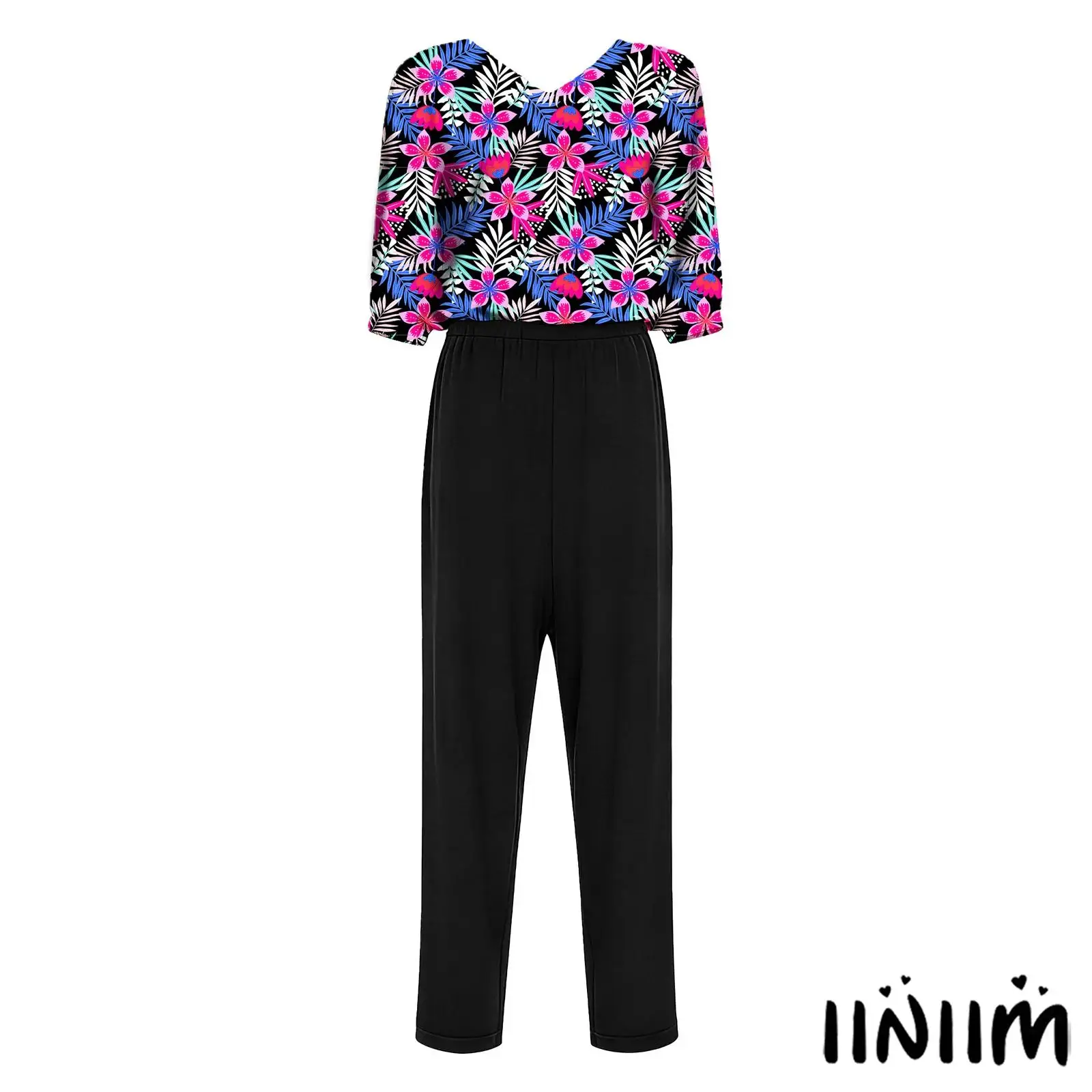 Womens Secure Care Romper with Printed Pattern And Back Opening Thoughtful Adaptive Nursing Jumpsuit for Elderly Patients