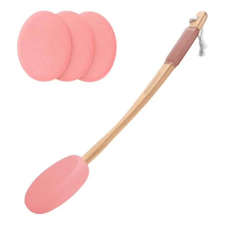 Lotion Applicator for Back, Feet, 4 Replacement Pads with 17