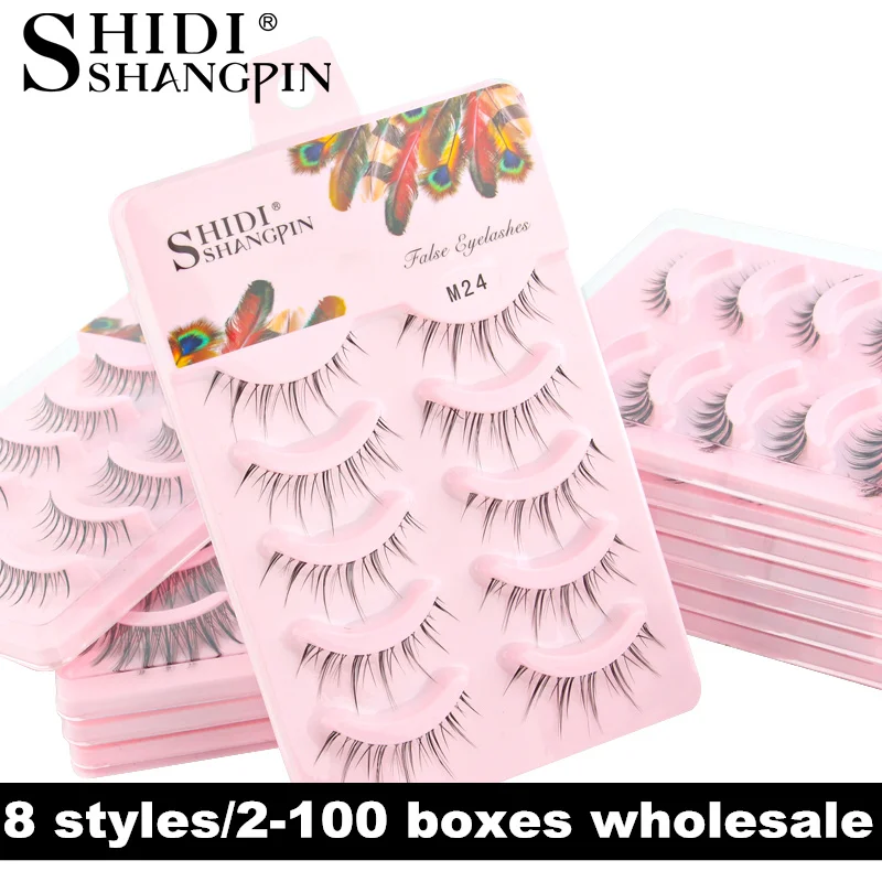 

Ресницы манга накладные корейские, реалистичные густые искусственные норковые полоски для макияжа, из натурального аниме, 2-100 коробок