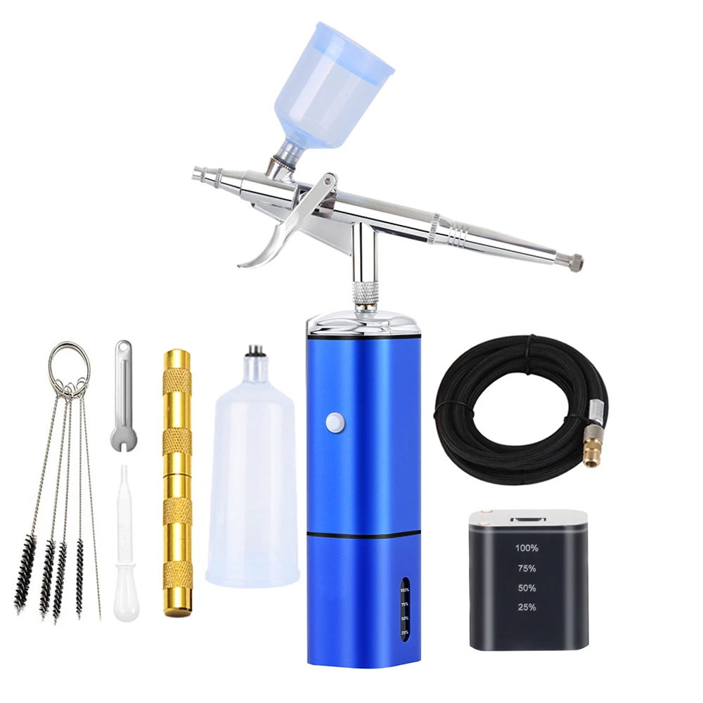 Rechargeable Airbrush Kit High Pressure Compressor Electric Mini Handhold Cosmetics Scale Models Makeup Nail Art Pump Set