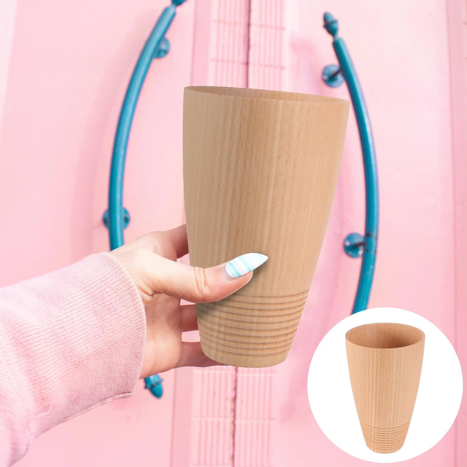 

Wooden Water Cup Natural Wood Material Reusable Eco Friendly Drinkware Smooth Edge Easy Clean Milk Tea Coffee Beverages Home