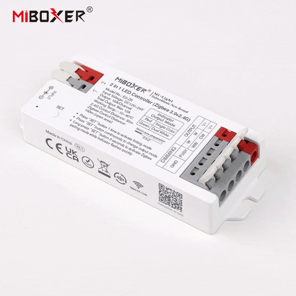 Miboxer E2-ZR 2w1 E3-ZR 3 w 1 Zigbee 3.0 + 2.4GHzRF inteligentny kontroler LED pojedynczy/dwukolorowy/RGB/RGBW/RGBCCT ściemniacz taśm LED