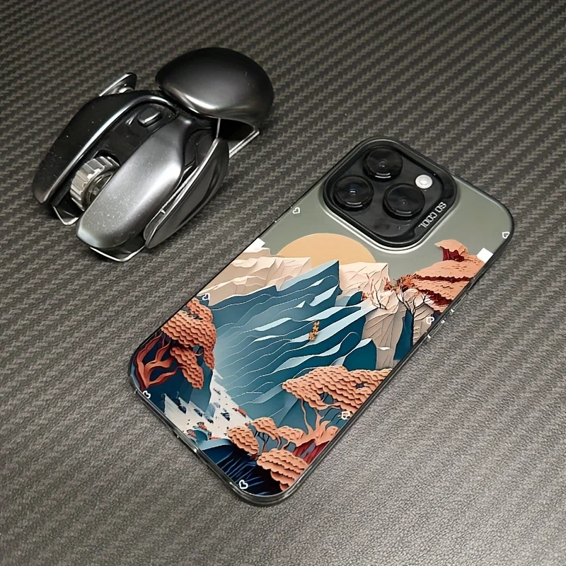 Mountain peak landscape phone case for iPhone 17 16 15 14 13 12 11 Pro/ Max/Plus shock-proof rear cover anti-fingerprint