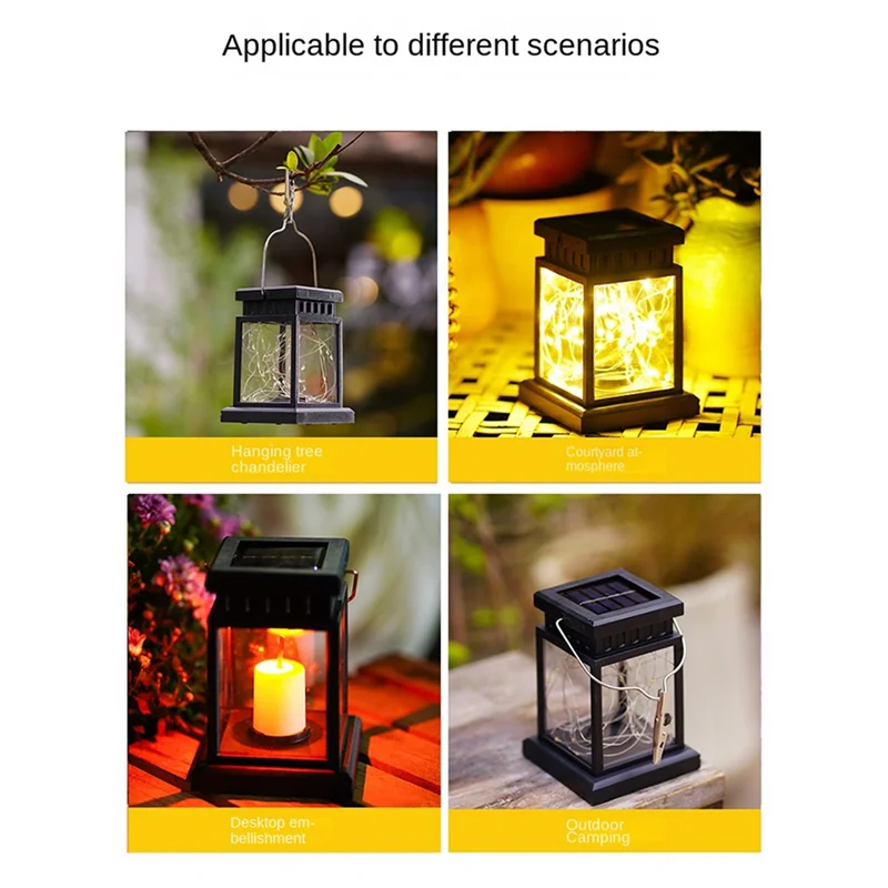 AF90-Lanterna sospesa solare da esterno, luce effetto candela, luce da giardino luce notturna lampada a sospensione impermeabile