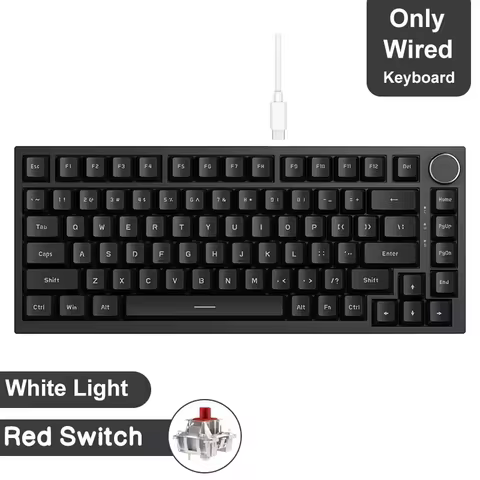 AJAZZ AK820 com fio com botões de volume rotativos, teclas hot-swap para teclados mecânicos de escritório e casa