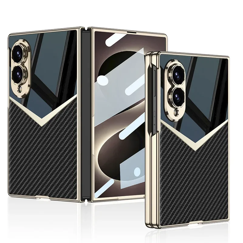 For  Samsung Z Fold8 phone case, luxury jazz-style plain leather protective cover, fashionable textured anti-drop case