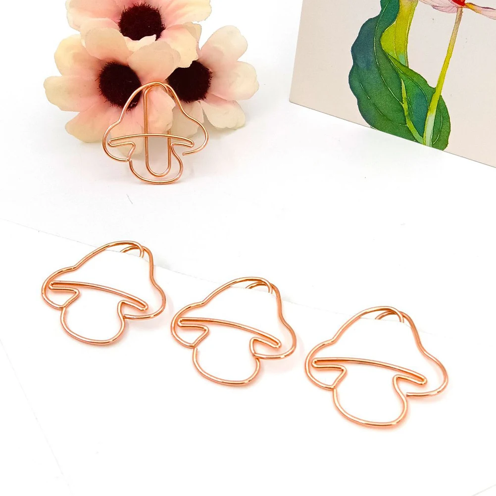 

20 Pcs Paper Clips Mushroom Shaped Decorative Office Supplies Mini Size Lightweight Easy to Store Desk Accessories Practical Fun