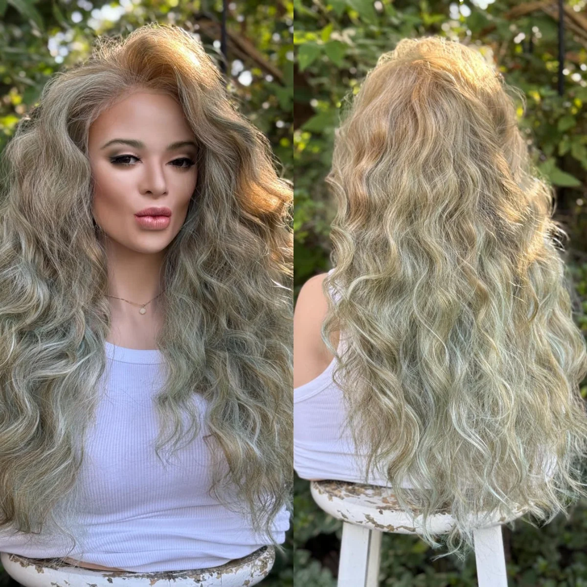 

Светло-платиновый блондин 13x4, синтетический парик спереди, термостойкий, естественный вид, объемные волны, 30 дюймов, пушистый парик